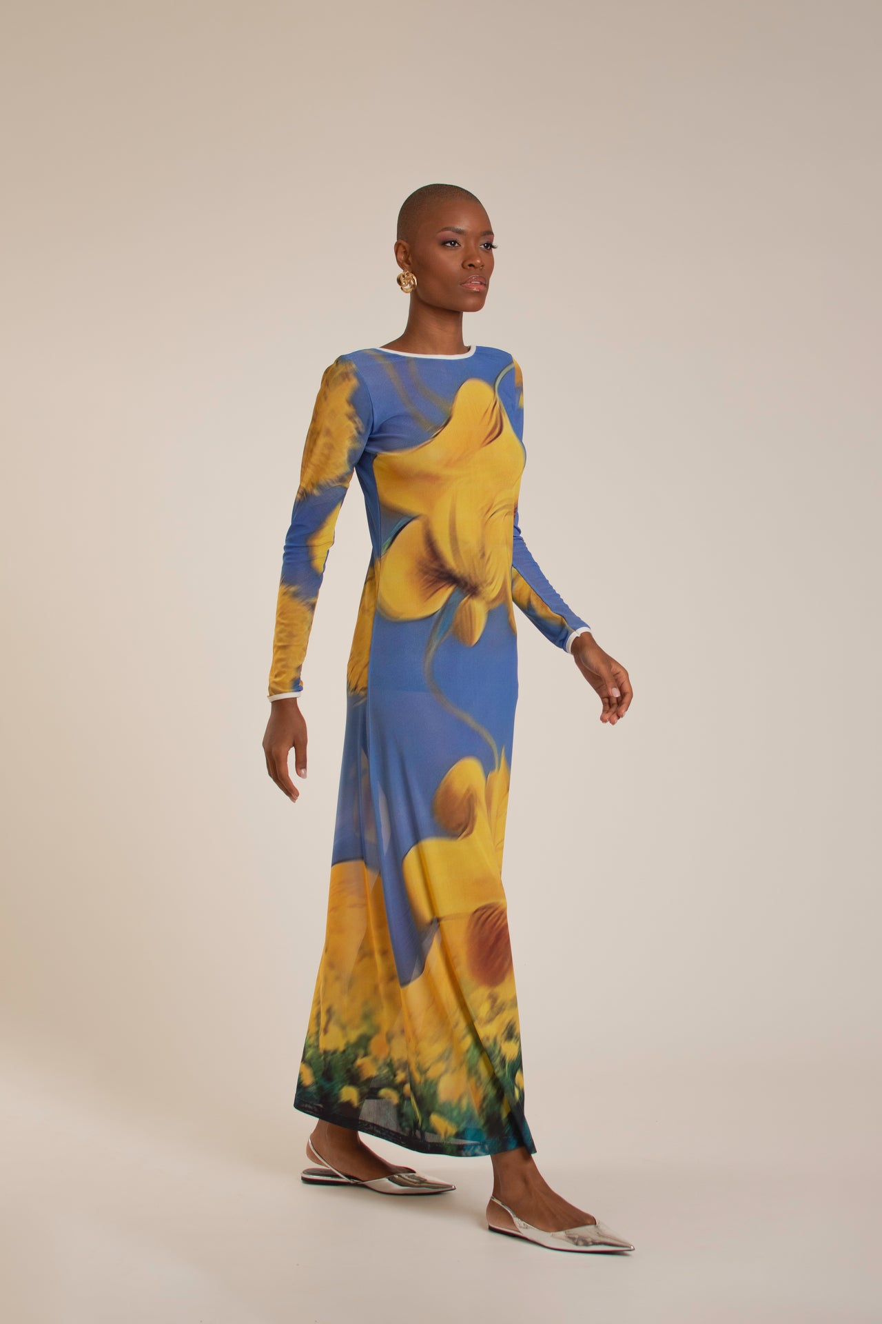 “Yellow Flowers” Mesh Dress