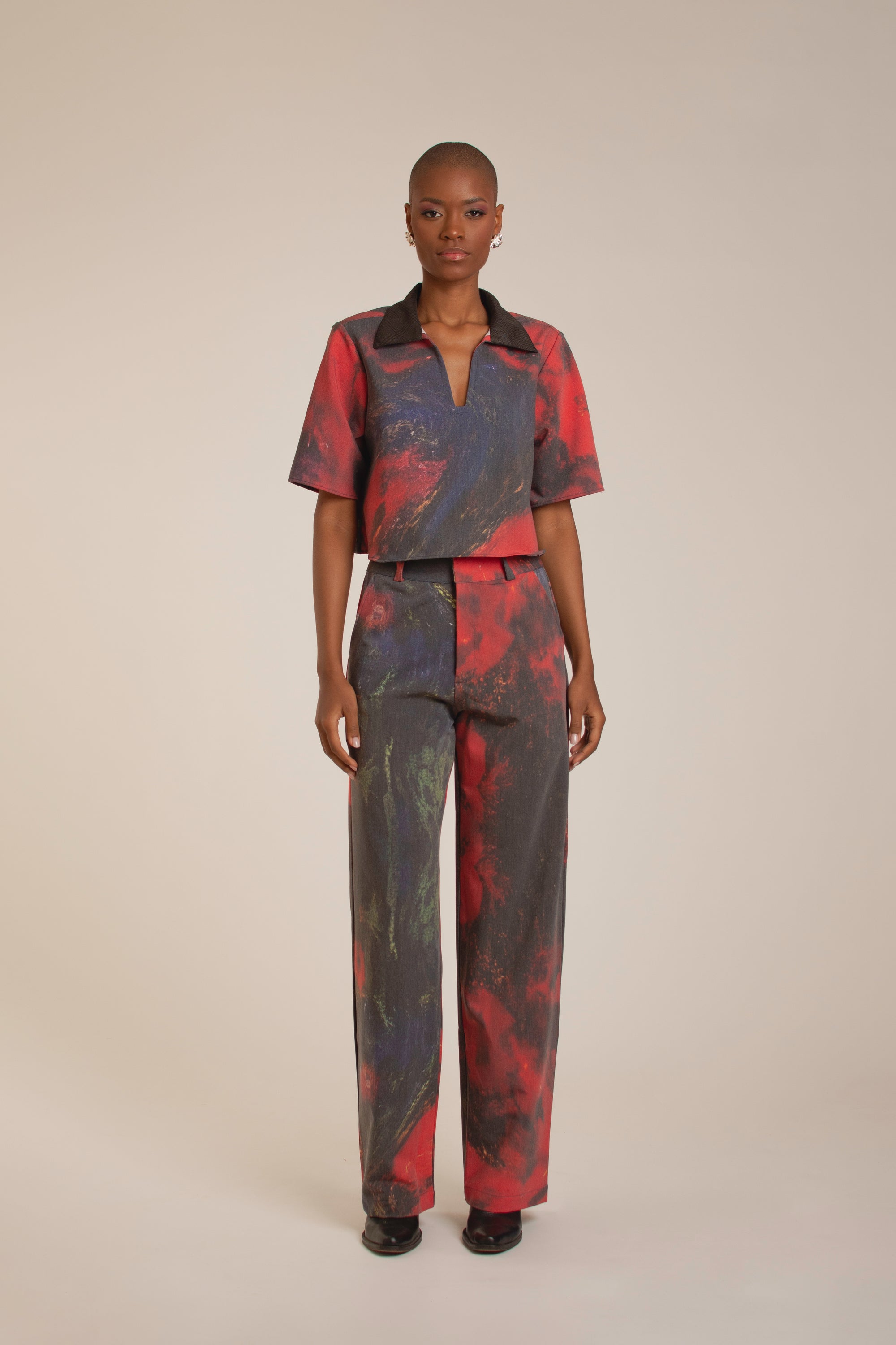 'Red Roses' Straight-Leg Pants