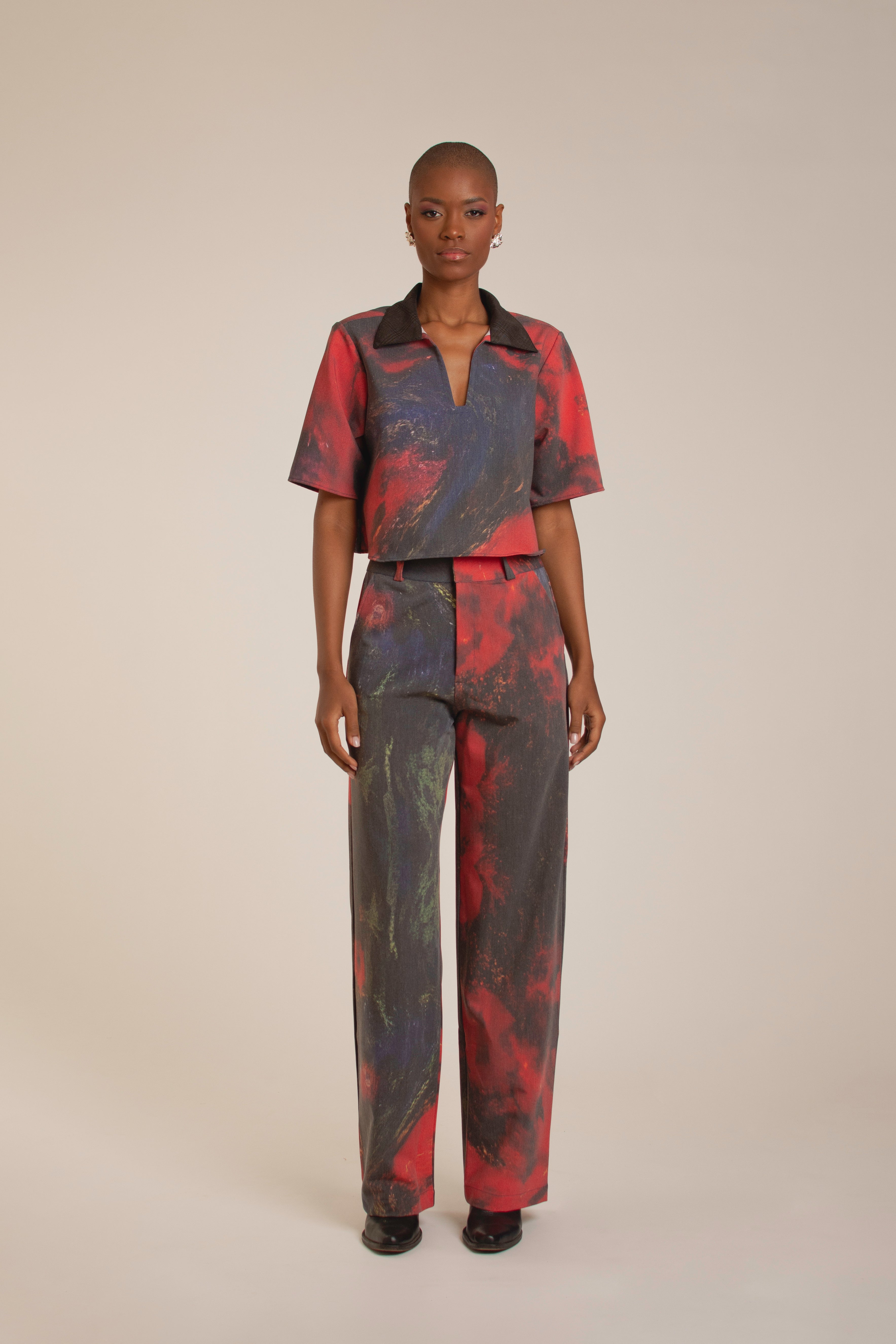 'Red Roses' Straight-Leg Pants