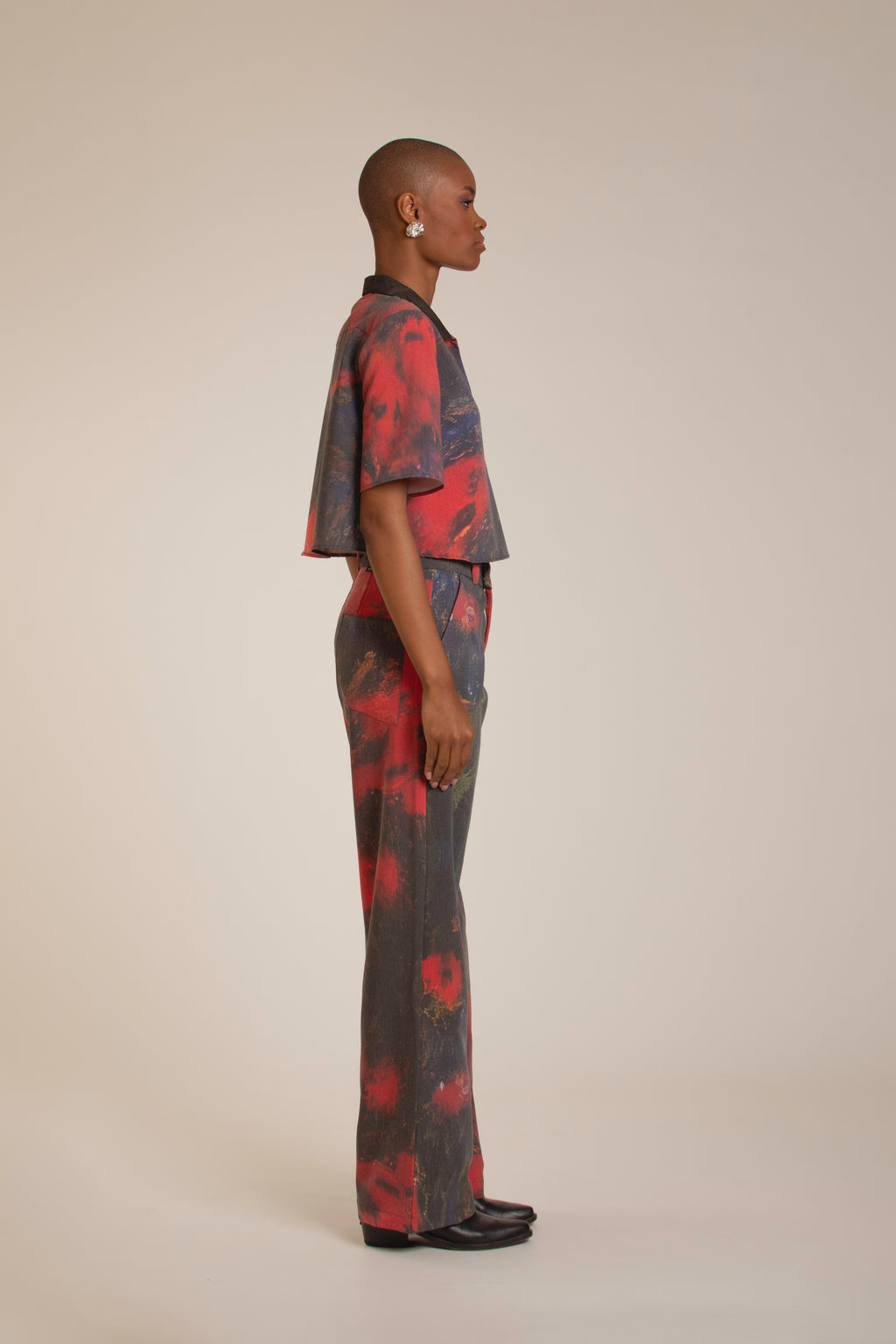 'Red Roses' Straight-Leg Pants