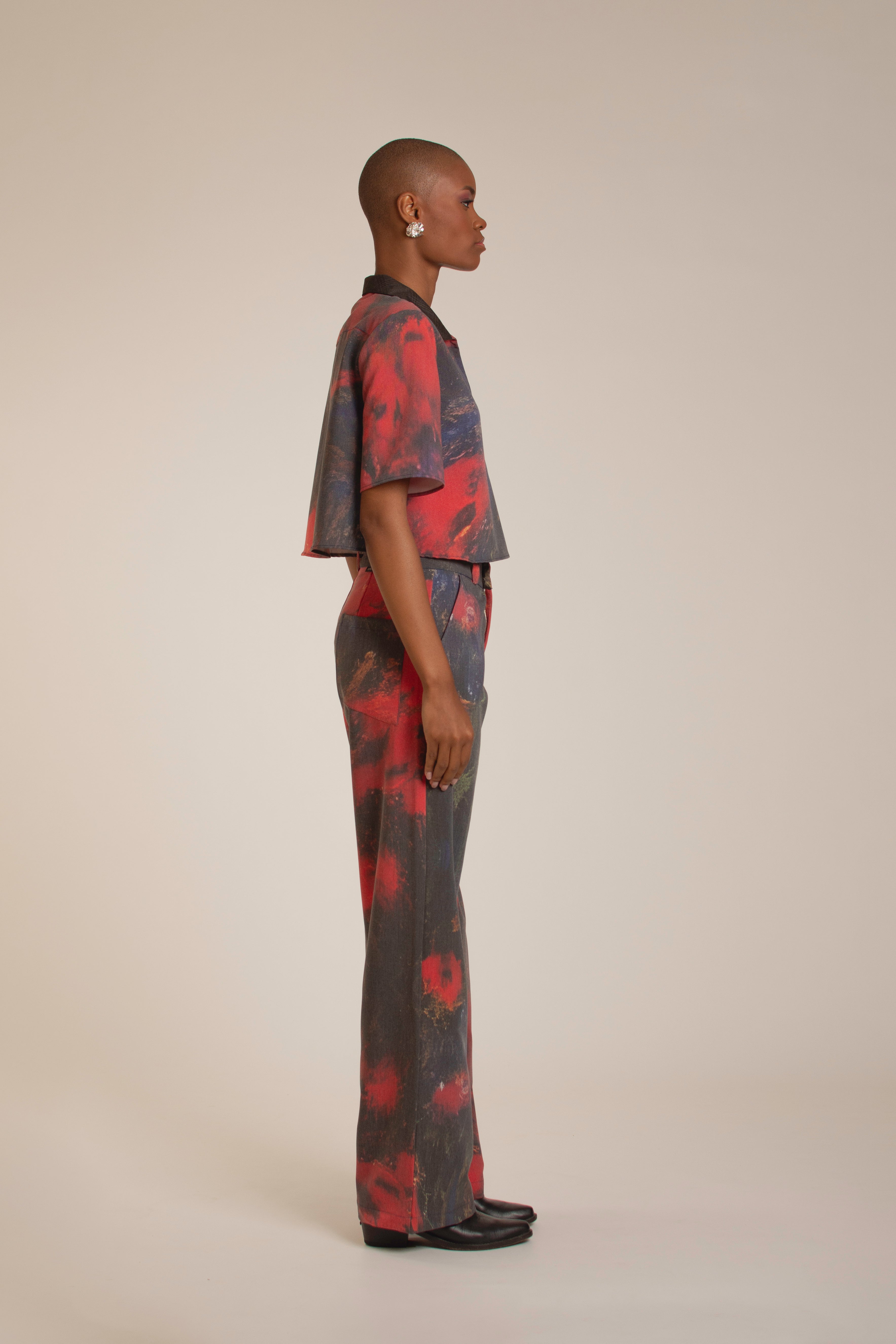 'Red Roses' Straight-Leg Pants