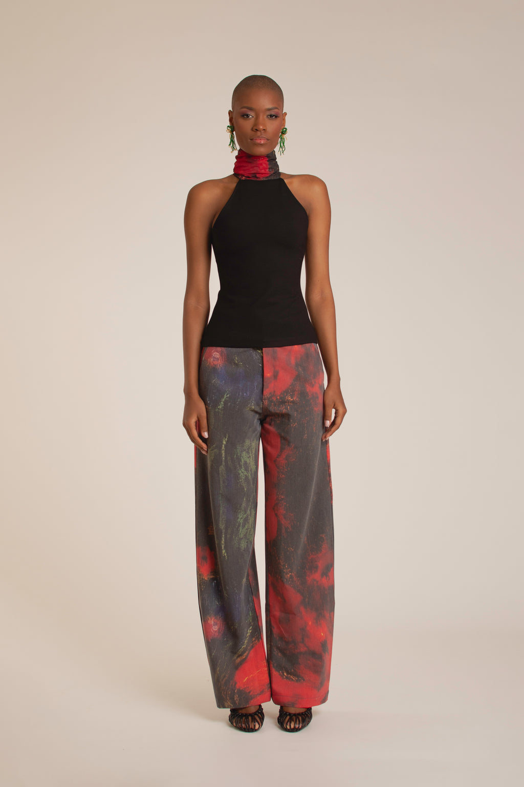 'Red Roses' Straight-Leg Pants