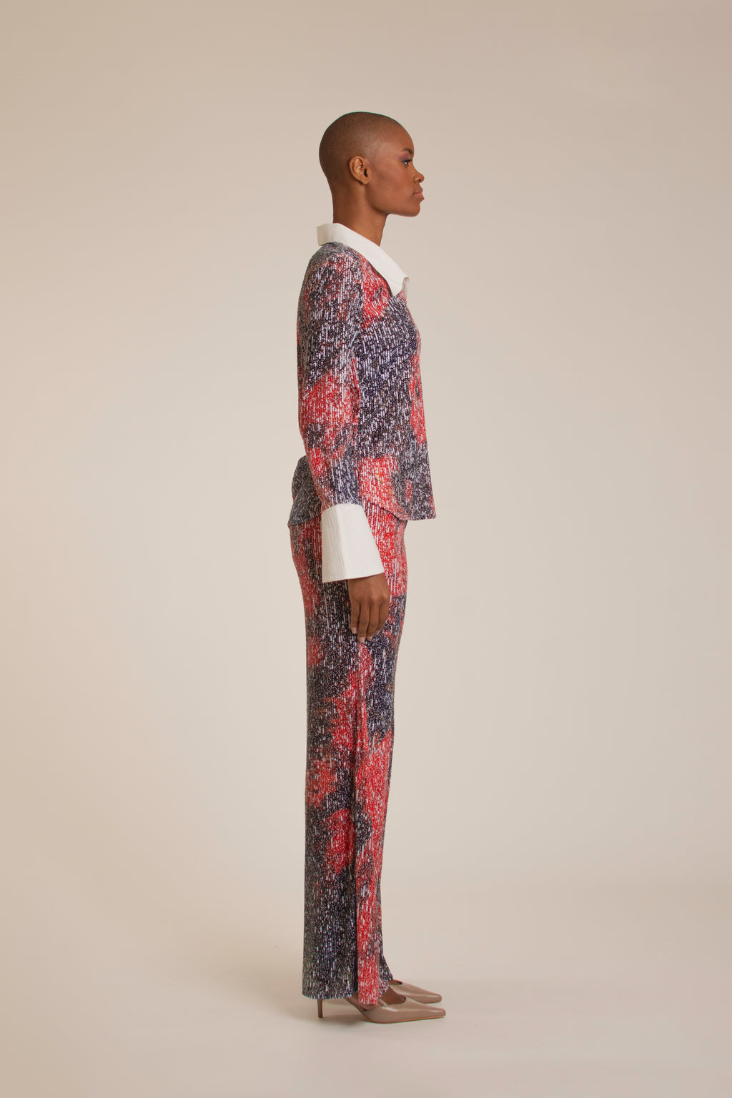 'Red Roses' Sequins Flare Pants