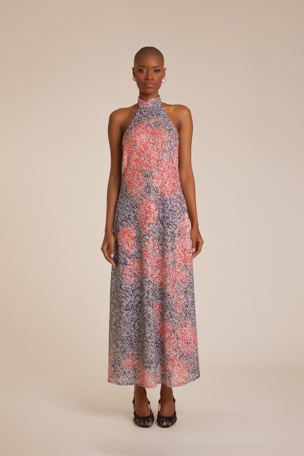“Red Roses” Sequins Halter Dress