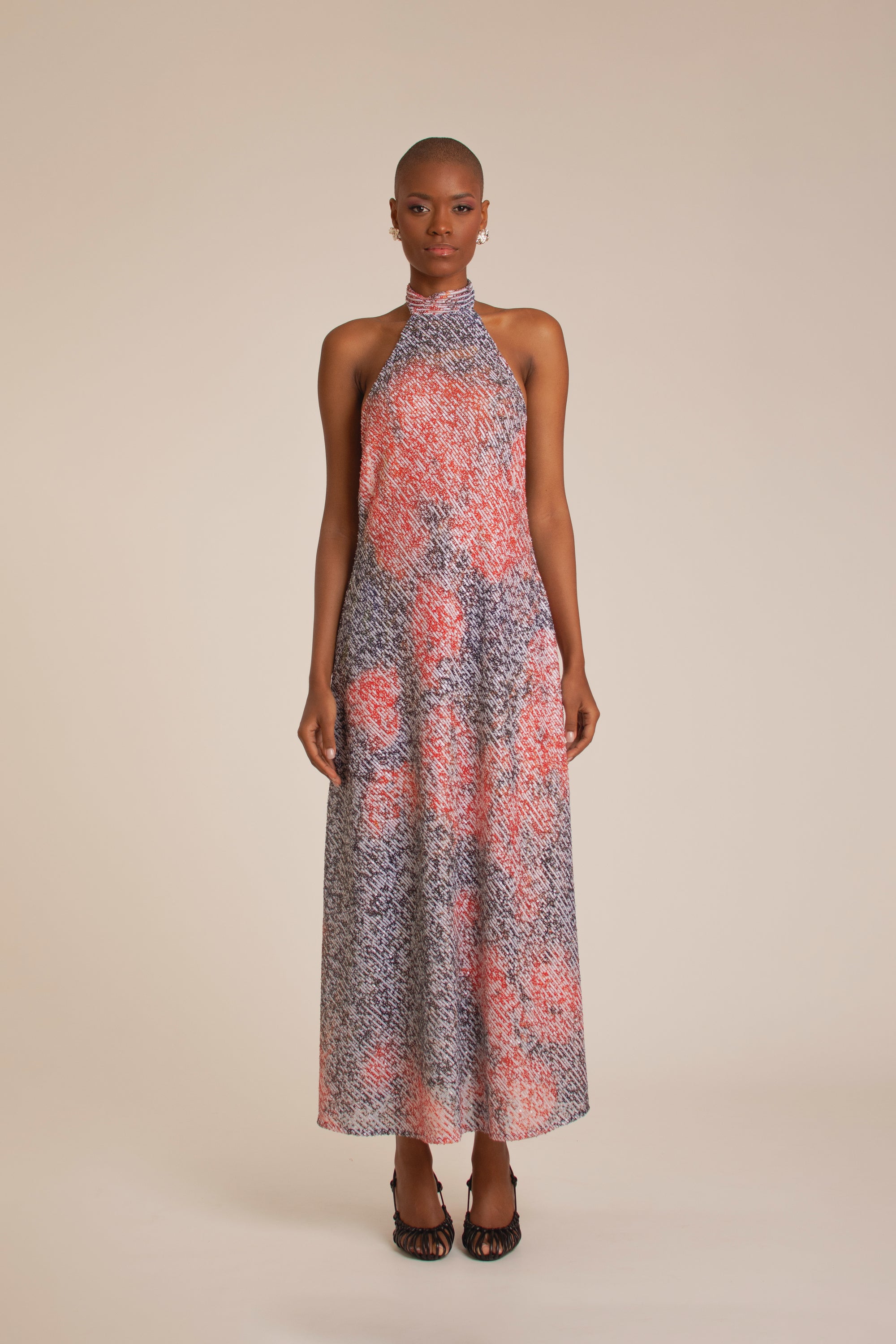 “Red Roses” Sequins Halter Dress