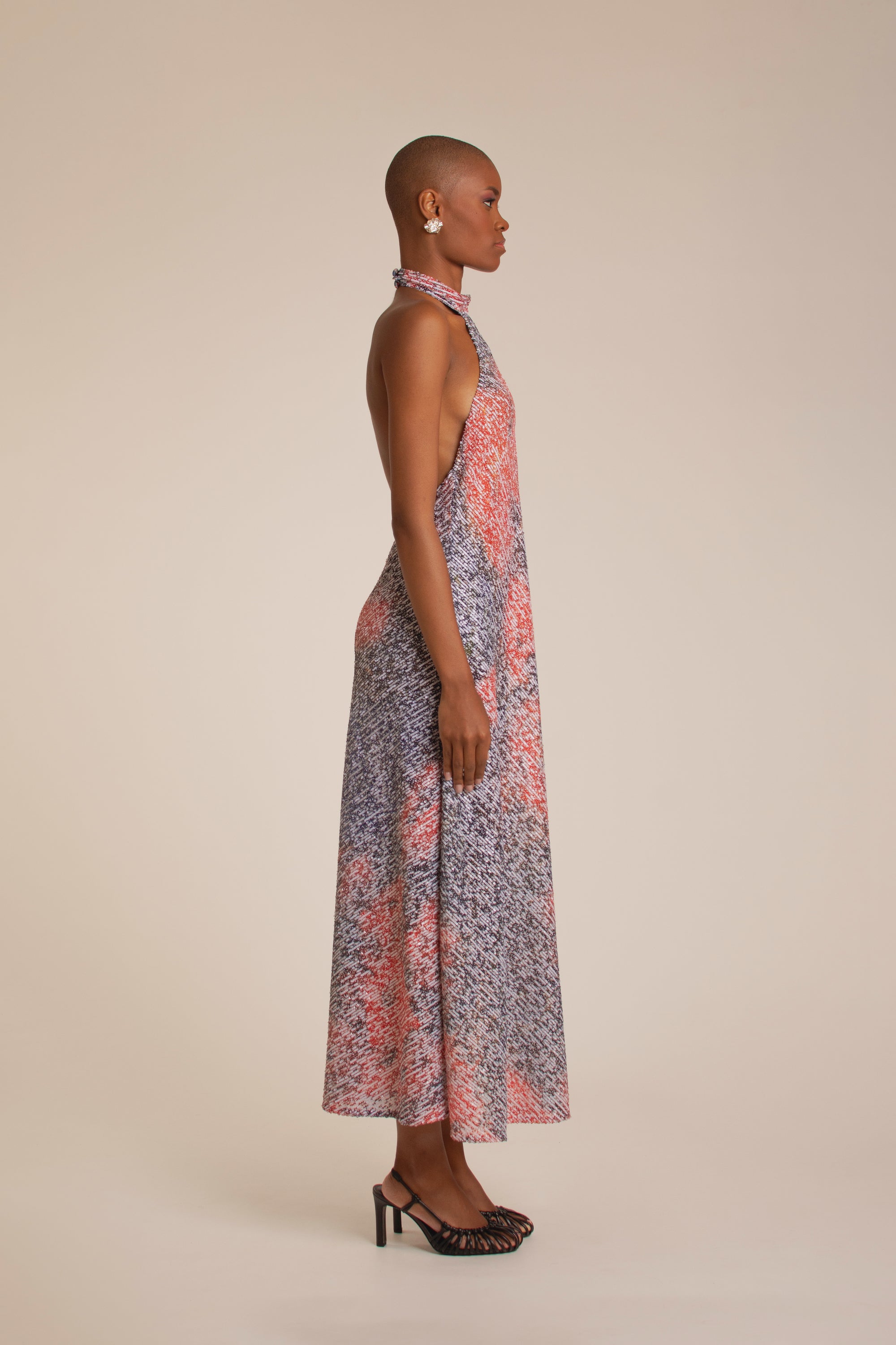 “Red Roses” Sequins Halter Dress