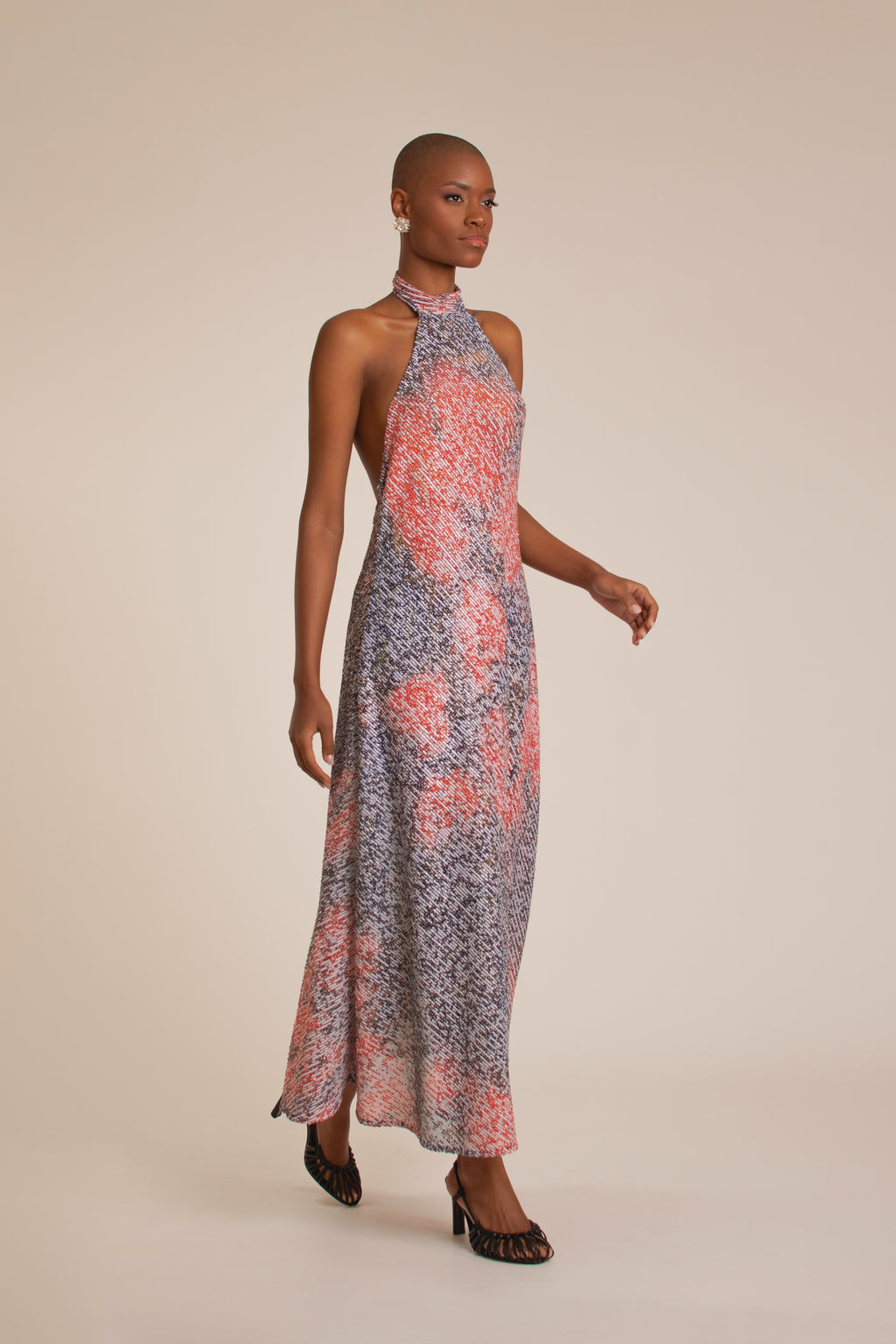 “Red Roses” Sequins Halter Dress