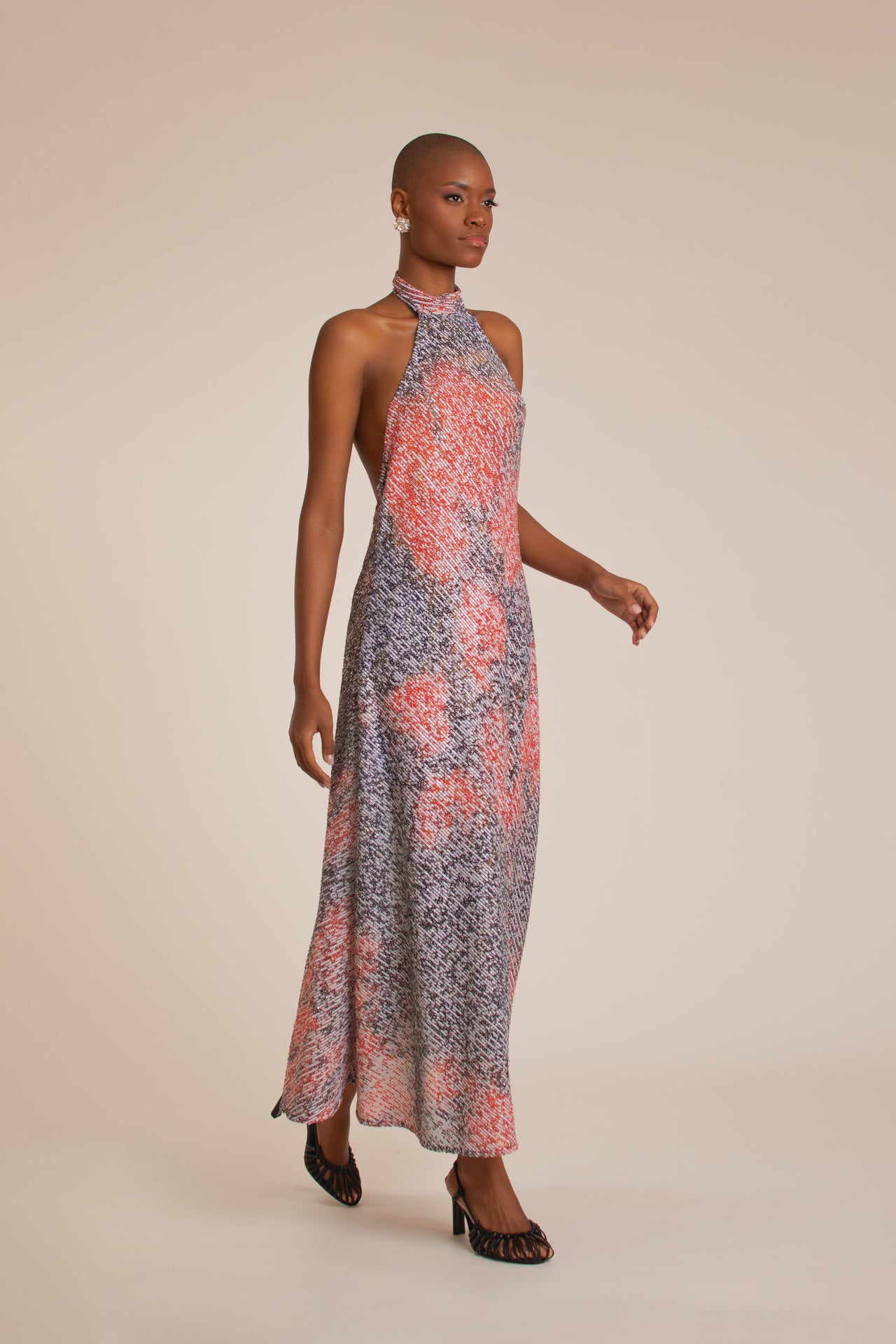 “Red Roses” Sequins Halter Dress
