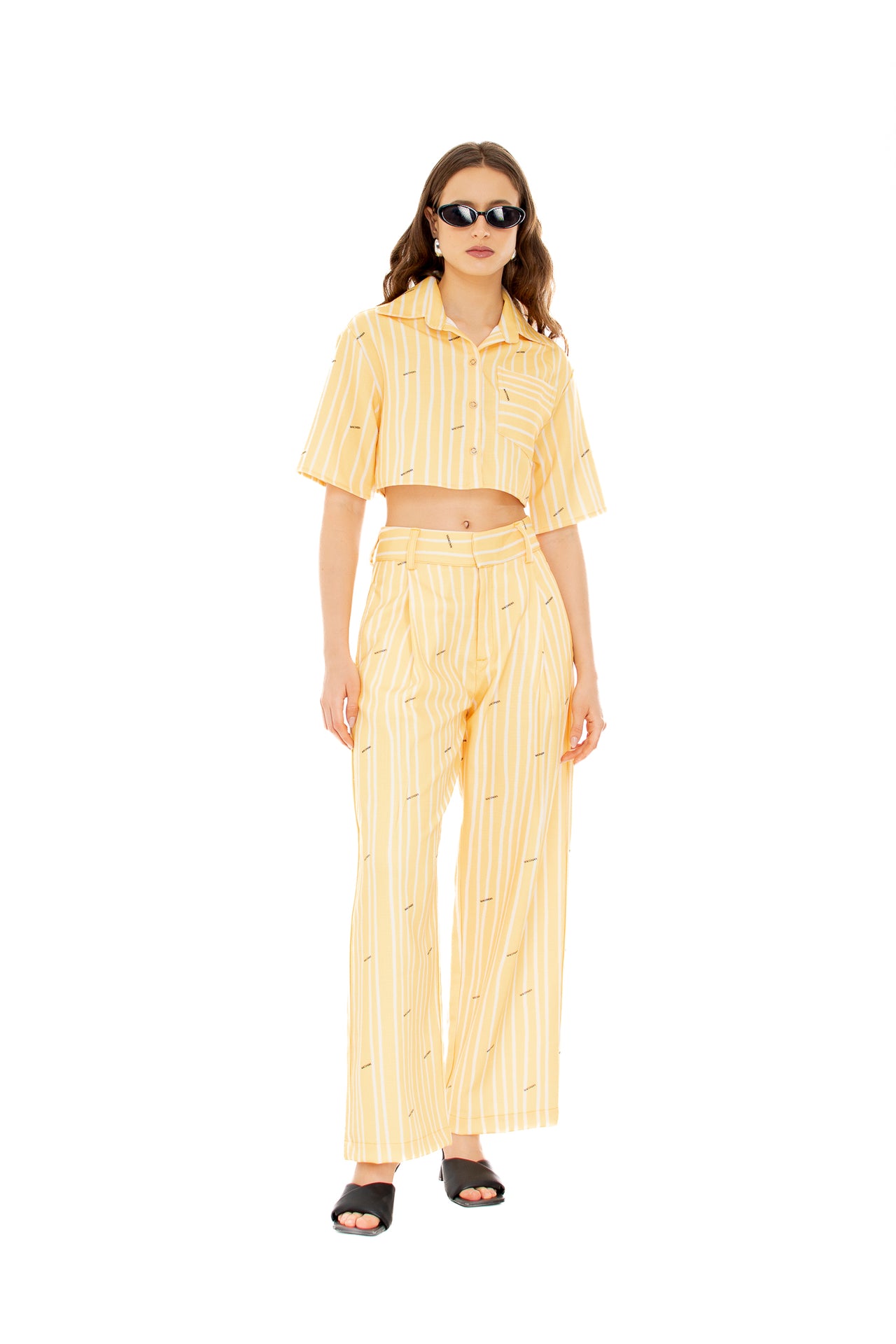 Yellow Stripes Pleated Pants