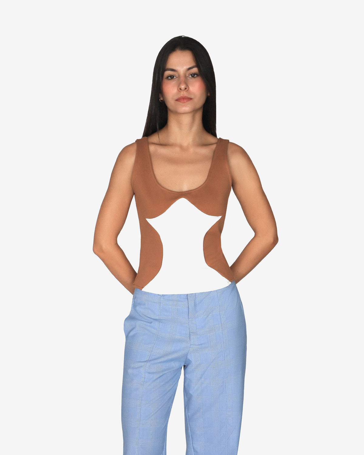 Contraste Top - Toffee/White