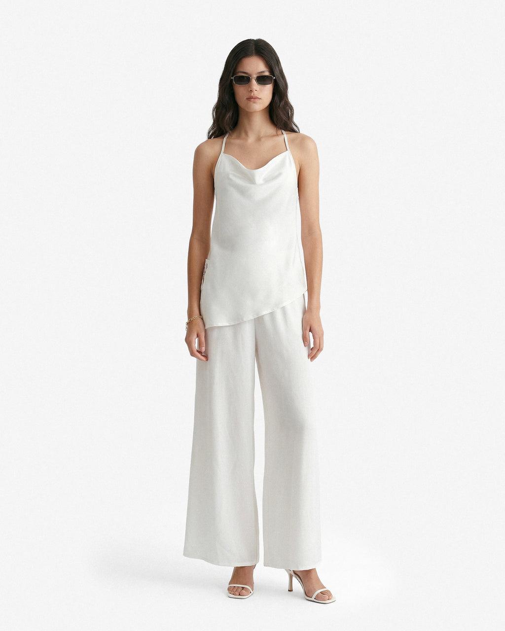 Conversation Cowl Cami Top - White