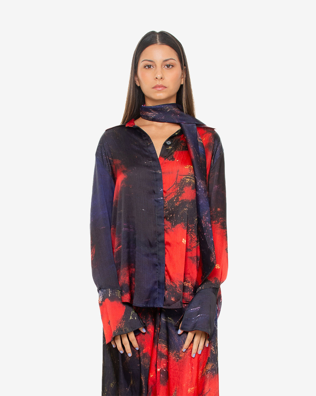 'Red Roses' Satin Shirt