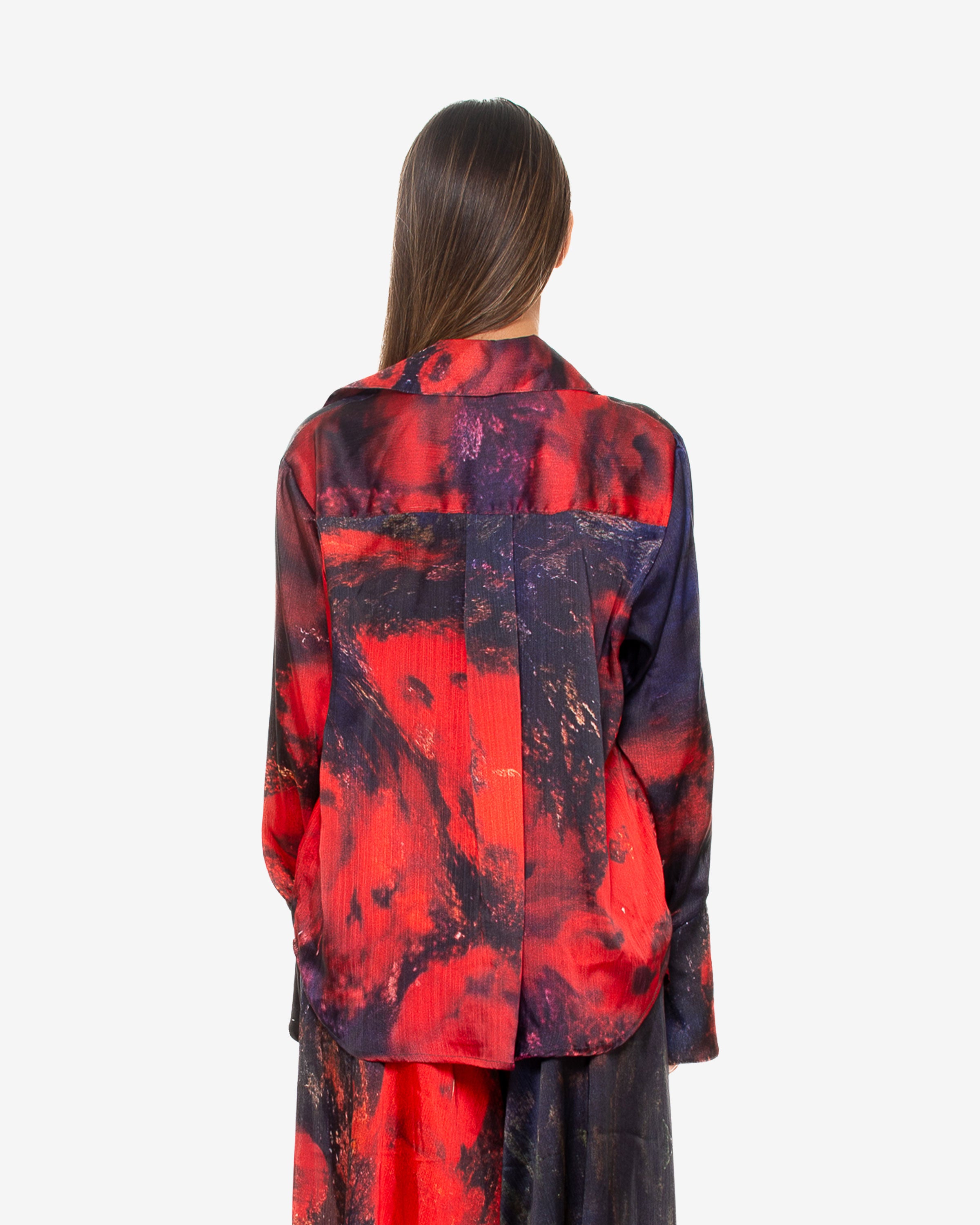 'Red Roses' Satin Shirt