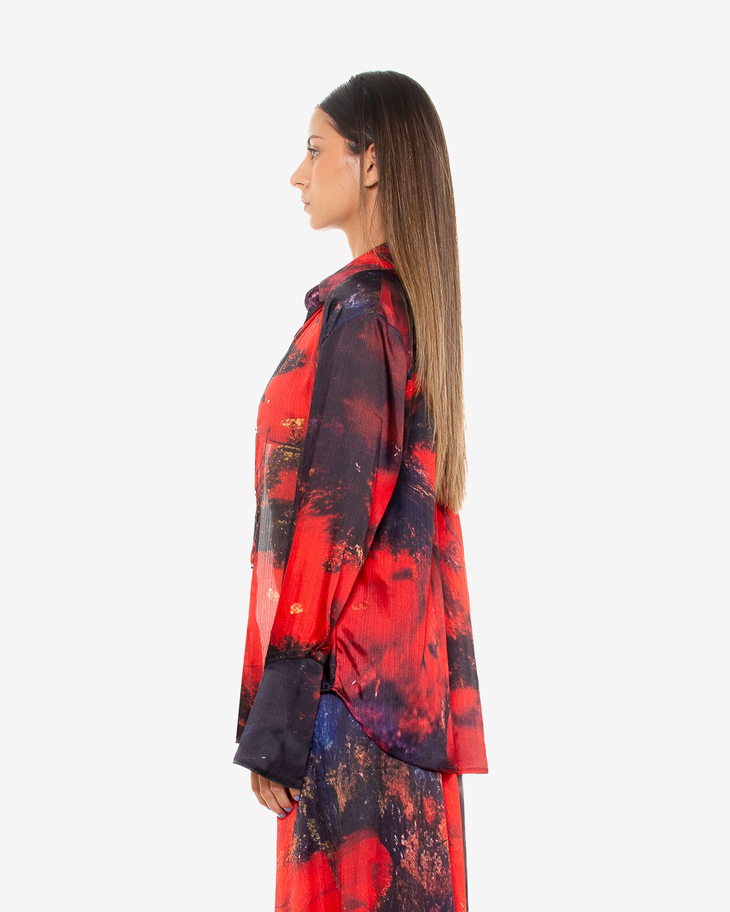 'Red Roses' Satin Shirt