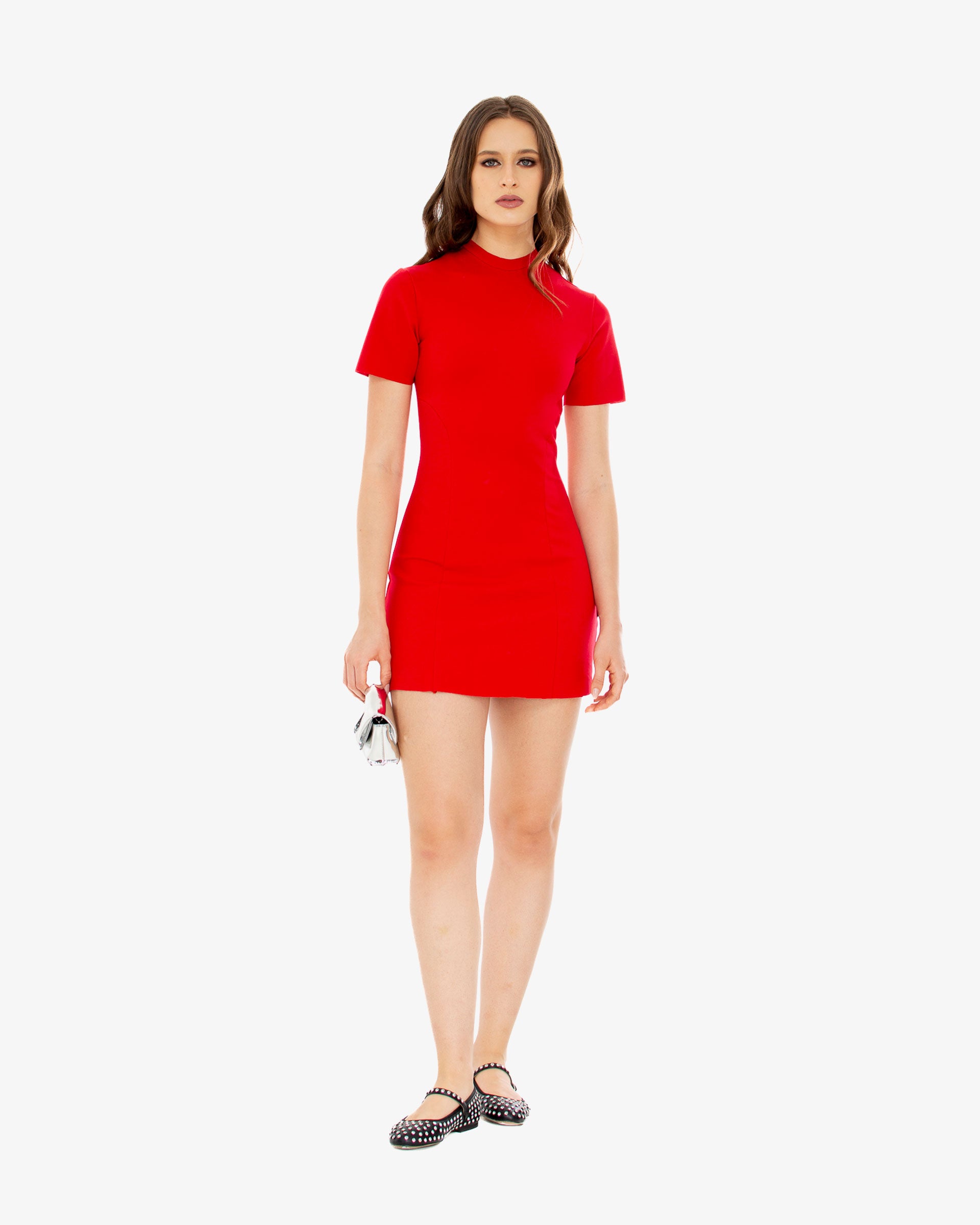 Structured Mini Dress in Red